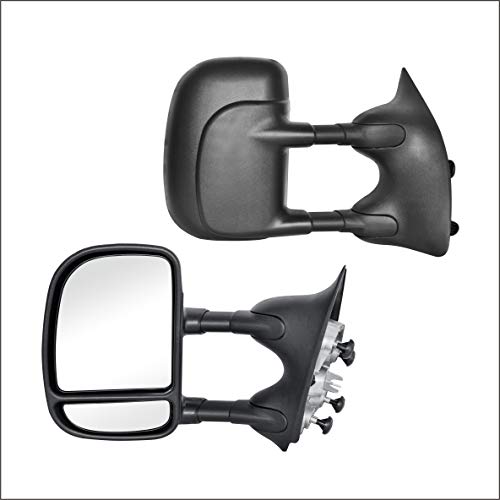 PZ Towing Mirrors Replacement Fit for 1999-2016 F-250 F-350 F-450 F-550 SUPER DUTY, MANUAL,W/O HEATED,W/O SIGNAL,BLACK (PAIR SET)