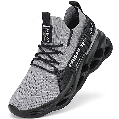 Nihaoya Walking Shoes Mens Blade,Fashion Mens Tennis Shoes Clearance Grey/Black Size 12.5