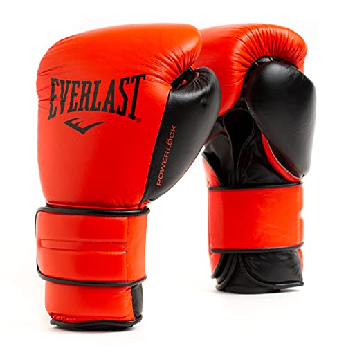 Everlast Powerlock2 Pro Hook & Loop Leather Boxing Training Gloves