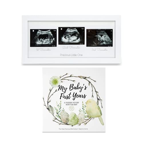 KeaBabies Baby Sonogram Picture Frame & Baby First 5 Years Memory Book Bundle – Perfect Mom To Be Gift – Pregnant Mom Gifts Set