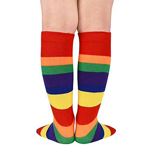 Toddler Soccer Socks Stripes Knee High Tube Socks Cotton Uniform Sports Socks for Toddler Boys Girls 1 Pack Colorful Rainbow | The Storepaperoomates Retail Market - Fast Affordable Shopping