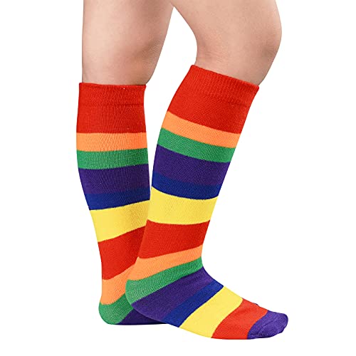 Toddler Soccer Socks Stripes Knee High Tube Socks Cotton Uniform Sports Socks for Toddler Boys Girls 1 Pack Colorful Rainbow | The Storepaperoomates Retail Market - Fast Affordable Shopping