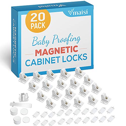 20 Locks Magnetic Cabinet Locks – 5 Magnet Keys Bundle Baby Proofing Safety Child Locks