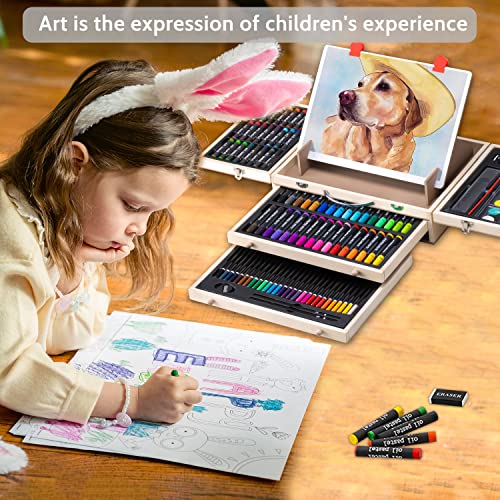 POPYOLA Art Supplies, 127 Piece Art Set with Drawing Easel, Deluxe Wooden Art Kits Craft Drawing Painting Kit with Portable Case, Creative Gift Box for Teens Beginners Kids Girls Boys | The Storepaperoomates Retail Market - Fast Affordable Shopping