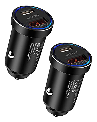 iPhone 13 Car Charger, [2Pack/38W] 2 Port Fast Charger Block with USB C& QC 3.0 Power Adapter, PowerPort PD Rapid Charging for iPhone 14 12 11 Pro Max X XR XS, Samsung S22 S22+ Cigarette Lighter Plug