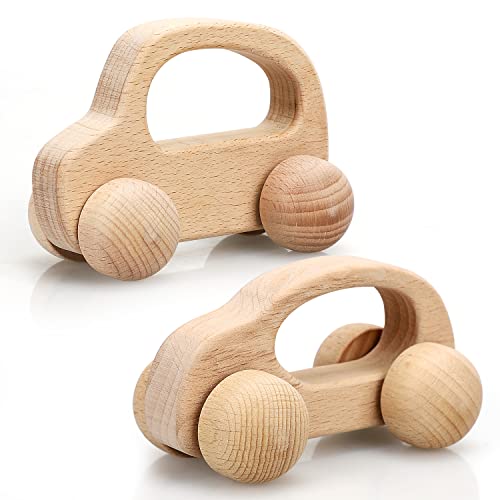 TOY Life Wooden Baby Teething Toys, Wooden Cars for Toddlers & Babies, Wooden Pull Toy, Baby Wood Cars, Montessori Wooden Toy Cars for Babies, Car Wooden Rattle for Baby