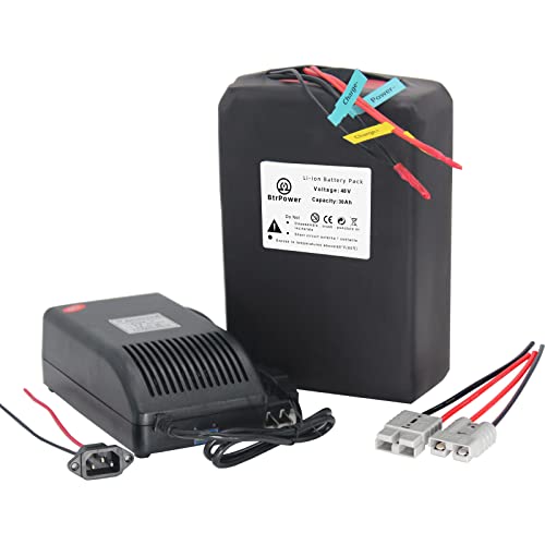 48V Ebike Battery 30Ah Lithium Ion Li-ion Battery Pack with 5A Fast Charger 40A BMS for Ebikes Electric Bicycle Scooter Motorcycle 200W-1800W Motor