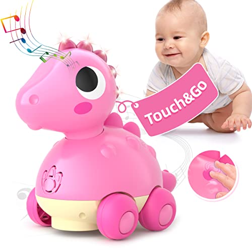 HOLA Baby Toys for 12-18 Months Baby Crawling Toys Touch & Go Musical Light for Baby Girl Toys – Infant Toys Gifts Toys for 1 to 2 3 Year Old Girl, Musical Toy for Age 1 2, 12 to 18 Months, Pink