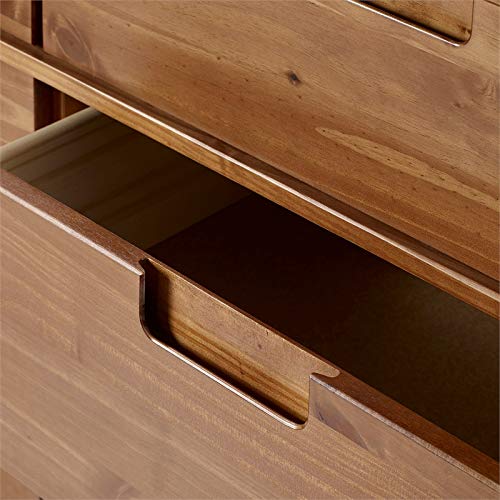 Allora Mid-Century Modern 6 Drawer Pine Wood Bedroom Double Dresser, Storage Drawer Console Organizer Closet Hallway for Living Room, Bedroom in Caramel | The Storepaperoomates Retail Market - Fast Affordable Shopping