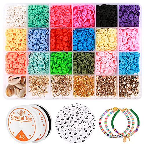 5000 Pcs Clay Flat Beads – Polymer Clay Beads – 18 Color 6mm Round Clay Spacer Beads – Disc Beads for DIY Jewelry Making, Heishi Beads Bracelet Necklace Earring Making Kits