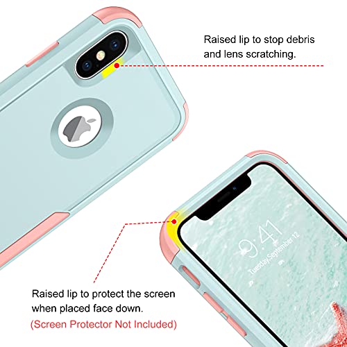 BENTOBEN iPhone X Case, iPhone Xs Case, 3 in 1 Heavy Duty Rugged Hybrid Hard PC Soft TPU Bumper Shockproof Non-Slip Protective Cases Cover for iPhone X (2017) / iPhone Xs (2018) 5.8 Inch, Green/Pink | The Storepaperoomates Retail Market - Fast Affordable Shopping