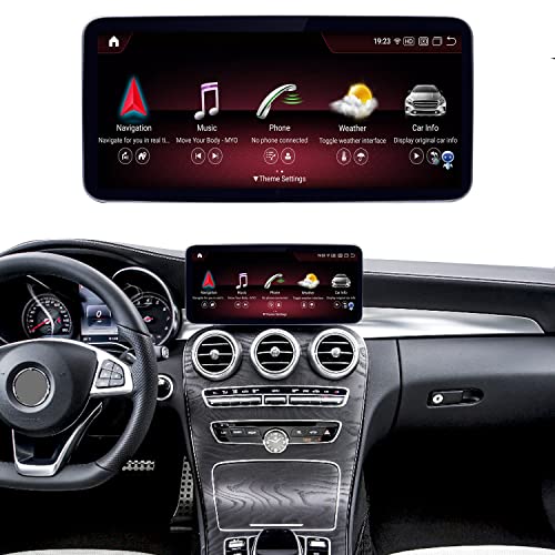Road Top Android 12 Car Stereo 10.25″ Car Touch Screen for Mercedes Benz C GLC Class W205 2015-2018 Year Car with NTG5.0, 8GB+128GB Support Wireless Carplay, Global Weather,OTA Upgrade,Voice Control