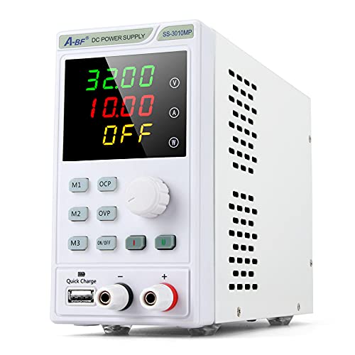 A-BFastiron Programmable DC Power Supply Variable【30V/10A】-Adjustable High Precision/Memory Function/4 Digits Display Adjustable Switching Regulated Power Supply,Mini Lab Bench Power Supply,USB Output