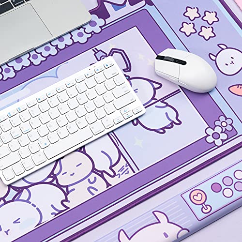YOCORE Large Rabbit Mouse Pad and Wrist Rest Set- 30.5” x 16” Non-Slip Rubber Base Desk Pad and Wrist Support-Laptop Desk Mat for Gaming, Writing | The Storepaperoomates Retail Market - Fast Affordable Shopping