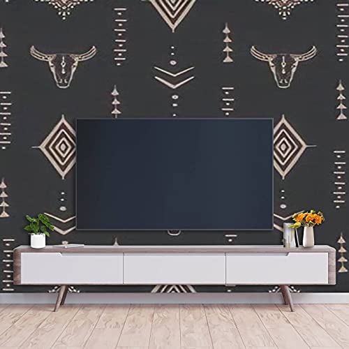 Wallpaper Peel and Stick Boho Seamless Pattern Bull Skull with Horns Ethnic Arrangement on Large Wall Mural Removable Sticker Vinyl Film Covering Self Adhesive Decoration for Living Room | The Storepaperoomates Retail Market - Fast Affordable Shopping