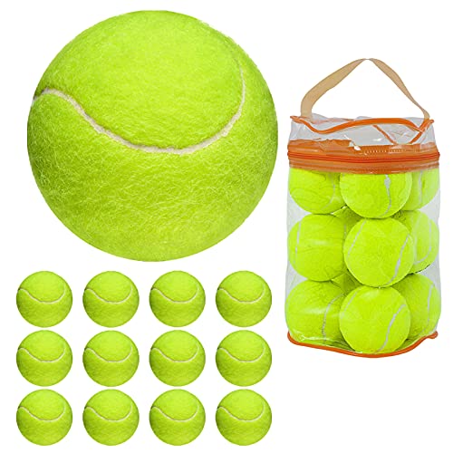 GKK Tennis Balls 12 Pack Durable Pressurized Tennis Balls Yellow Felt Training Tennis Balls High Bounce Practice Tennis Balls for Beginners Dogs