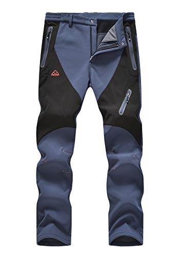 YSENTO Men’s Outdoor Fleece Ski Snow Cargo Pants Waterproof Windproof Hiking Mountain Trousers Grey Size 32