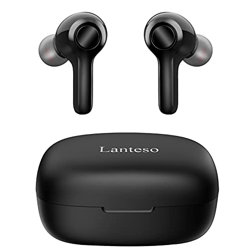 Lanteso Wireless Earbuds, Bluetooth Ear Buds with Mics Clear Call Touch Control Waterproof Bluetooth Headphones with Bass Sound in Headphones for Music,Home Office…, Black