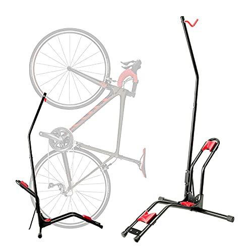 JAPUSOON Vertical Bike Rack, Independent Bike Storage Rack, Upright Bike Stand for Mountain/ Road Bike in Garage, Vertical & Horizontal Adjustable Bike Floor Parking Rack, Fits Most 20”-27” Bike