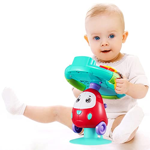Baby Toys, Baby Steering Wheel Toy with Car Sound Music Suction Cup, Suction Toys for Baby, Sensory Toys for 1 Year Old Boys Girls, Toddler Gifts for Birthday, Developmental Toys 12 18 Months and Up