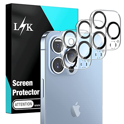 3 Pack LϟK Compatible for iPhone 13 Pro Max 6.7 inch and iPhone 13 Pro 6.1 inch Camera Lens Protector HD Clear Tempered Glass Protector, Scratch-Resistant, Easy Installation – Black Circle