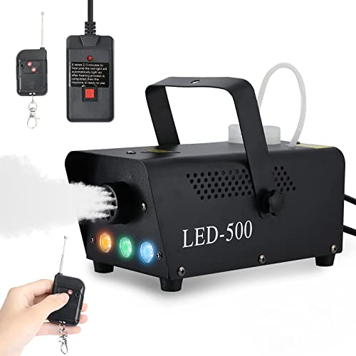 Fog Machine Halloween—Led 500w Smoke Machine, Three-Color Portable Fog Machine With 10ft Wired Controller And Wireless Remote Control, Suitable For Thanksgiving/Christmas/Party/Dj/Stage/Wedding