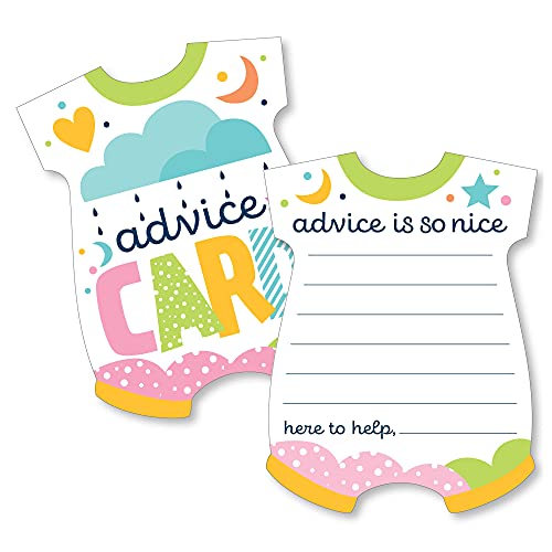 Big Dot of Happiness Colorful Baby Shower – Baby Bodysuit Wish Card Gender Neutral Baby Shower Activities – Shaped Advice Cards Game – Set of 20