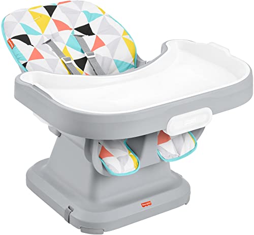 Fisher-Price SpaceSaver Simple Clean High Chair – Windmill, portable infant-to-toddler dining chair and booster seat with easy clean up features