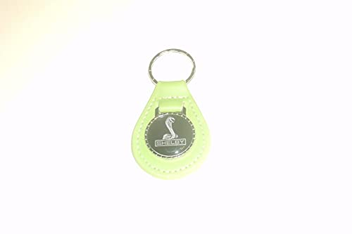 SHELBY COBRA SNAKE LOGO WITH EMBLEM LEATHER KEYCHAIN – LIME GREEN