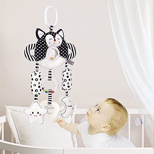 D-KINGCHY Baby Stroller Hanging Toy, Baby Toys 0-12 Months, Infant Toys Soft Plush Car Seat Toys with Teether Sound Wind Chimes, Black and White Toys for 0, 3, 6, 9, 12 Months (Fox) | The Storepaperoomates Retail Market - Fast Affordable Shopping