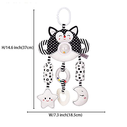D-KINGCHY Baby Stroller Hanging Toy, Baby Toys 0-12 Months, Infant Toys Soft Plush Car Seat Toys with Teether Sound Wind Chimes, Black and White Toys for 0, 3, 6, 9, 12 Months (Fox) | The Storepaperoomates Retail Market - Fast Affordable Shopping
