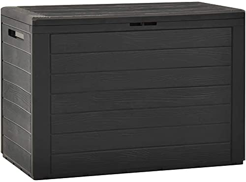 FAMIROSA 50 Gallon Garden Storage Box Outdoor Cushion Deck Patio Storage Chest Storing Pillow Tool Box Blanket Indoor Interior Container 38.7×17.3×21.7inches (38.7×17.3×21.7inches Black)