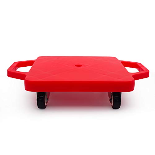 Kids Sitting Scooter Board with Universal Wheels Safety Plastic Scooter for Kids Ages 6-12 Manual Sport Scooters with Handles for Gym Class (Red)