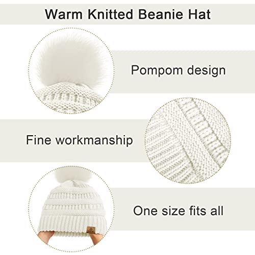 URATOT Winter Warm Sets Knitted Scarf Beanie Pompom Hat Touch Screen Gloves and Winter Ear Warmer Set for Men or Women | The Storepaperoomates Retail Market - Fast Affordable Shopping