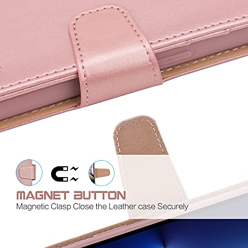 Arae Compatible with iPhone 13 Pro Max Case Wallet Flip Cover with Card Holder and Wrist Strap for iPhone 13 Pro Max 6.7 inch-Rose Gold | The Storepaperoomates Retail Market - Fast Affordable Shopping