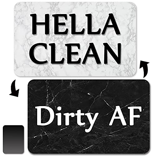 Hella Clean and Dirty Af Magnet Dishwasher Magnet Oxepleus Double Sided Dirty Clean Sign for Dishwasher (3D Granite)