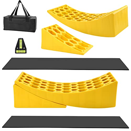 WADEO 2 Pack Camper Levelers, RV Wheel Levelers with Camper Wheel Chocks, Camper Leveling System for Travel Trailer, Up to 30,000Lbs