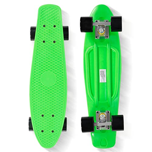 Felimoda 22″ Complete Skateboard for Kids Teens and Beginners, Mini Cruiser Skateboard Skateboard for Kids Ages 6-12（Green）