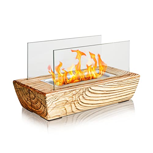 Bluu Valentine’s Day Table Decorations Tabletop Fire Pit Portable Indoor Fireplace, Personal Mini Bio Ethanol Faux Wood Fire Bowl Heater for Outdoor Use