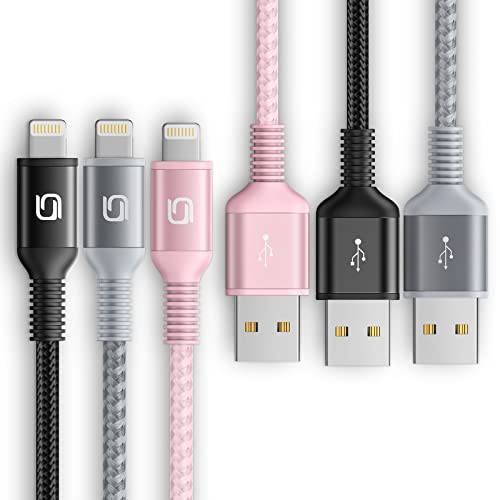 iPhone Charger 6ft, 3Pack Lightning Cable [Apple MFi Certified] Nylon Braided Cable iPhone Charger Fast Charging Cord Compatible with iPhone 14 13 12 11 Pro Max XS XR Plus/iPad and More (Multicolor)