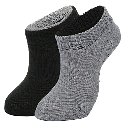 Slipper Socks for Women with Grippers Non Slip Christmas Socks Fuzzy Socks Comfy Winter Hospital Socks Warm Solid Color 2 Pack