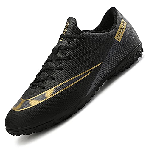 HaloTeam Men’s Soccer Shoes Cleats Professional High-Top Breathable Athletic Football Boots for Outdoor Indoor TF/AG,R2050 Black,10 US