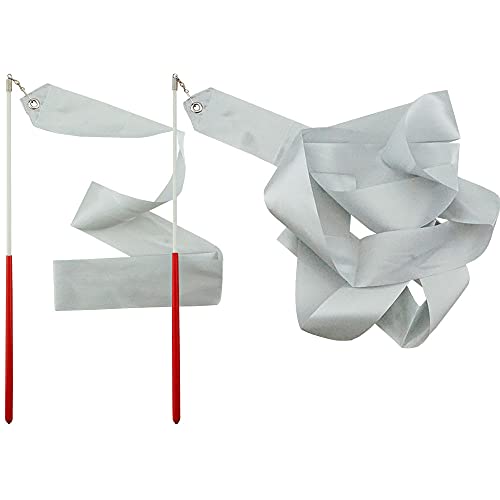 FAZHBARY 2 Pack Silvery Rhythmic Gymnastics Wands Praise Dancing Streamers for Kids Baton Twirling Talent Shows Artistic Dancing | The Storepaperoomates Retail Market - Fast Affordable Shopping