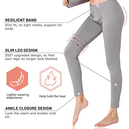 MRIGNT Thermal Underwear for Women Thermal Underwear Set, Ultra Soft Long Johns for Women with Fleece Lined Top Bottom, Grey S | The Storepaperoomates Retail Market - Fast Affordable Shopping