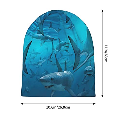 Blue Shark Funny Beanie Hats for Men Women Workout Wave Sleep Soft Knit Skull Cap Cycling Multifunctional Headwear Winter | The Storepaperoomates Retail Market - Fast Affordable Shopping