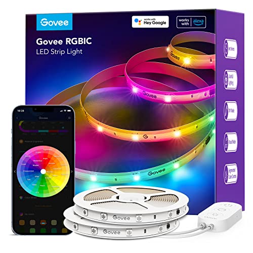 Govee Smart RGBIC LED Strip Lights 65.6ft, Alexa LED Light Strip Work with Google Assistant, Music Sync, DIY Multiple Colors on One Line, WiFi Color Changing LED Lights for Bedroom, Living Room