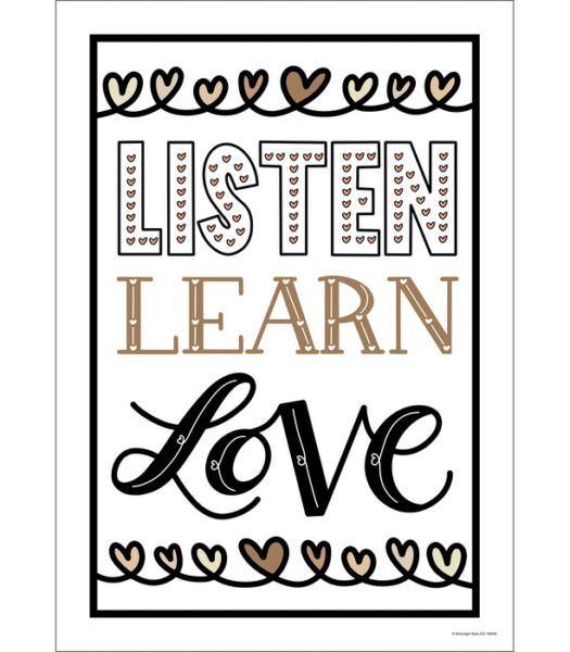 Schoolgirl Style, Simply Stylish Listen Learn Love Poster, Printable