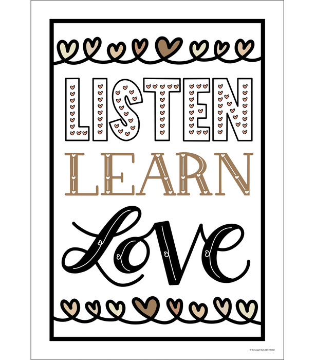 Schoolgirl Style, Simply Stylish Listen Learn Love Poster, Printable | The Storepaperoomates Retail Market - Fast Affordable Shopping