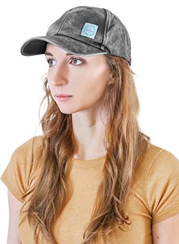 EMF Protection Hat, Baseball Cap. Washed, Faded, Structured Anti Radiation Hat with EMF RF Radiation Shielding Silver Fabric