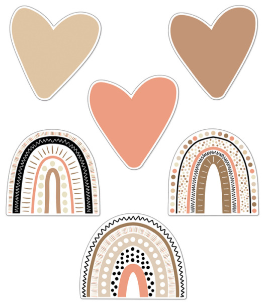 Schoolgirl Style, Simply Stylish Rainbows and Hearts Cut-Outs, Printable